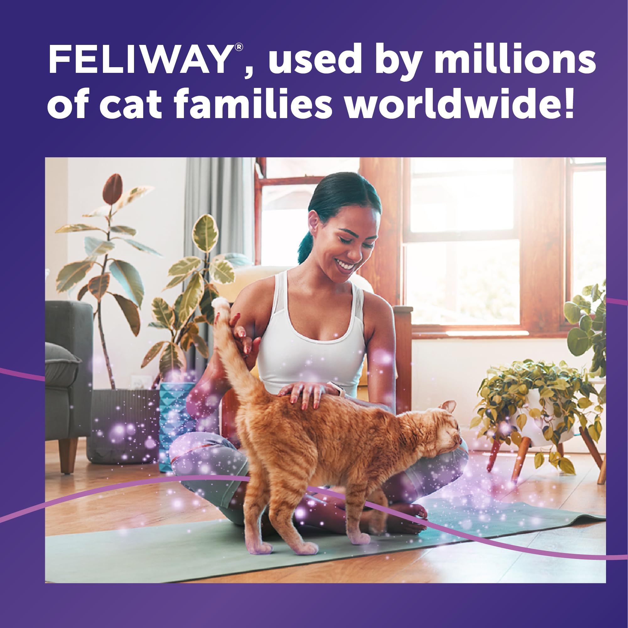 FELIWAY Classic Spray reduces scratching in treated spots with calming signals.