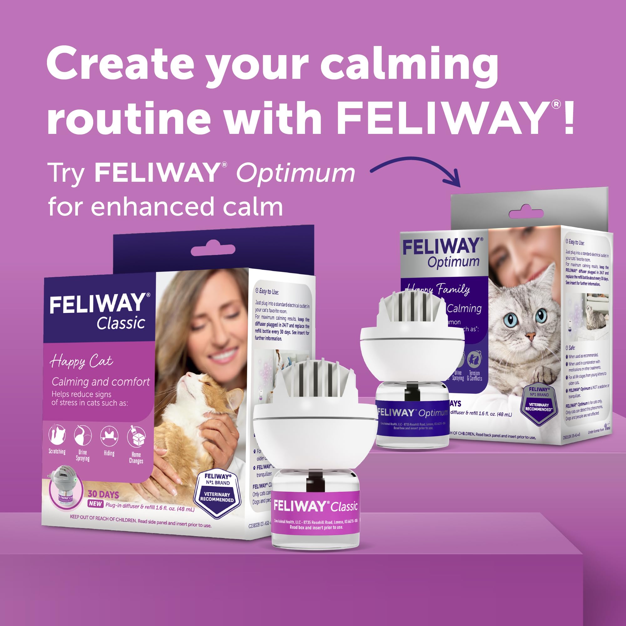 Vet-trusted FELIWAY Classic brand label indicating proven, non-drug calming options.