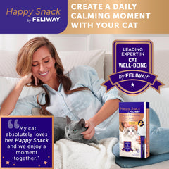 Cat enjoying the real chicken flavor of FELIWAY Happy Snack purée.