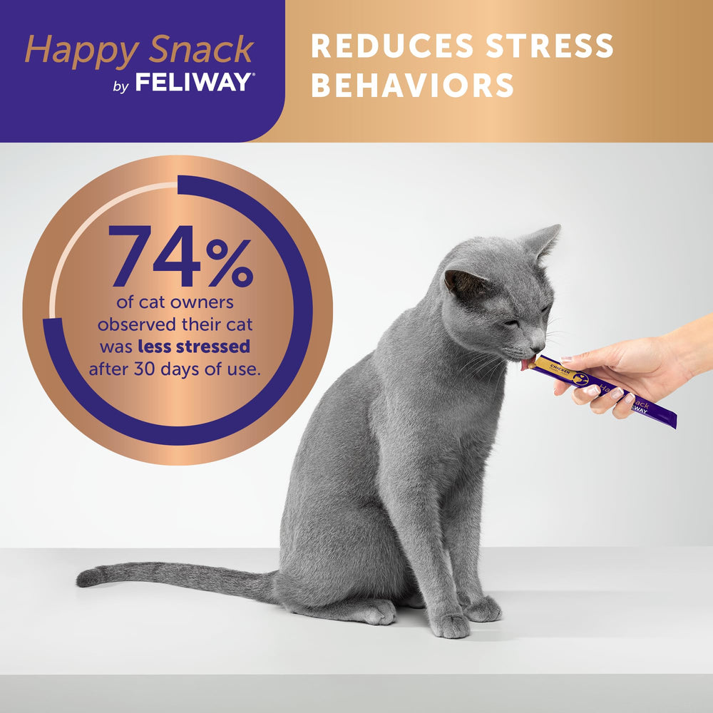 Vet formulated FELIWAY Happy Snack supports a calming routine for cats.