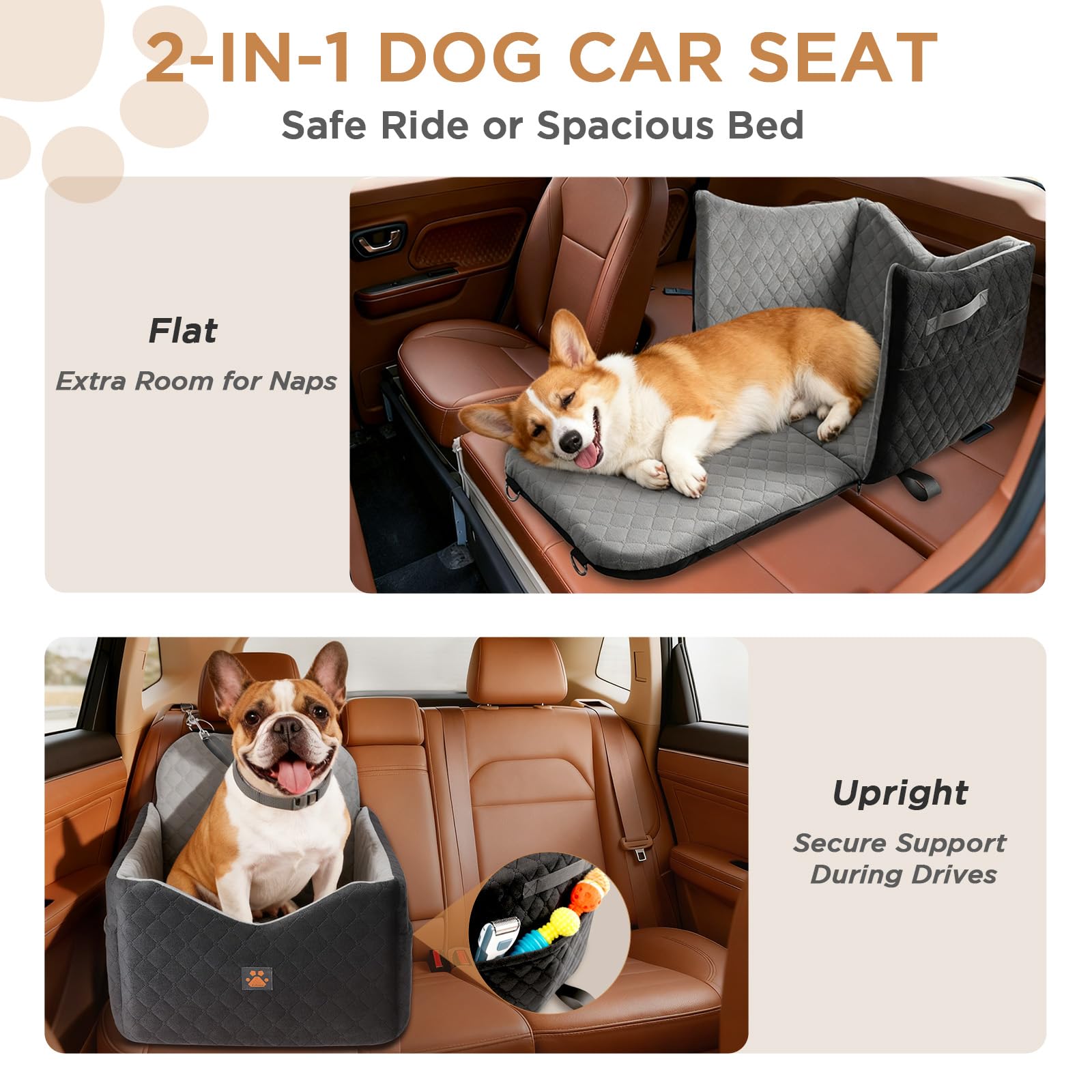 Felixora dog car seat with thick cushion for comfy rides.
