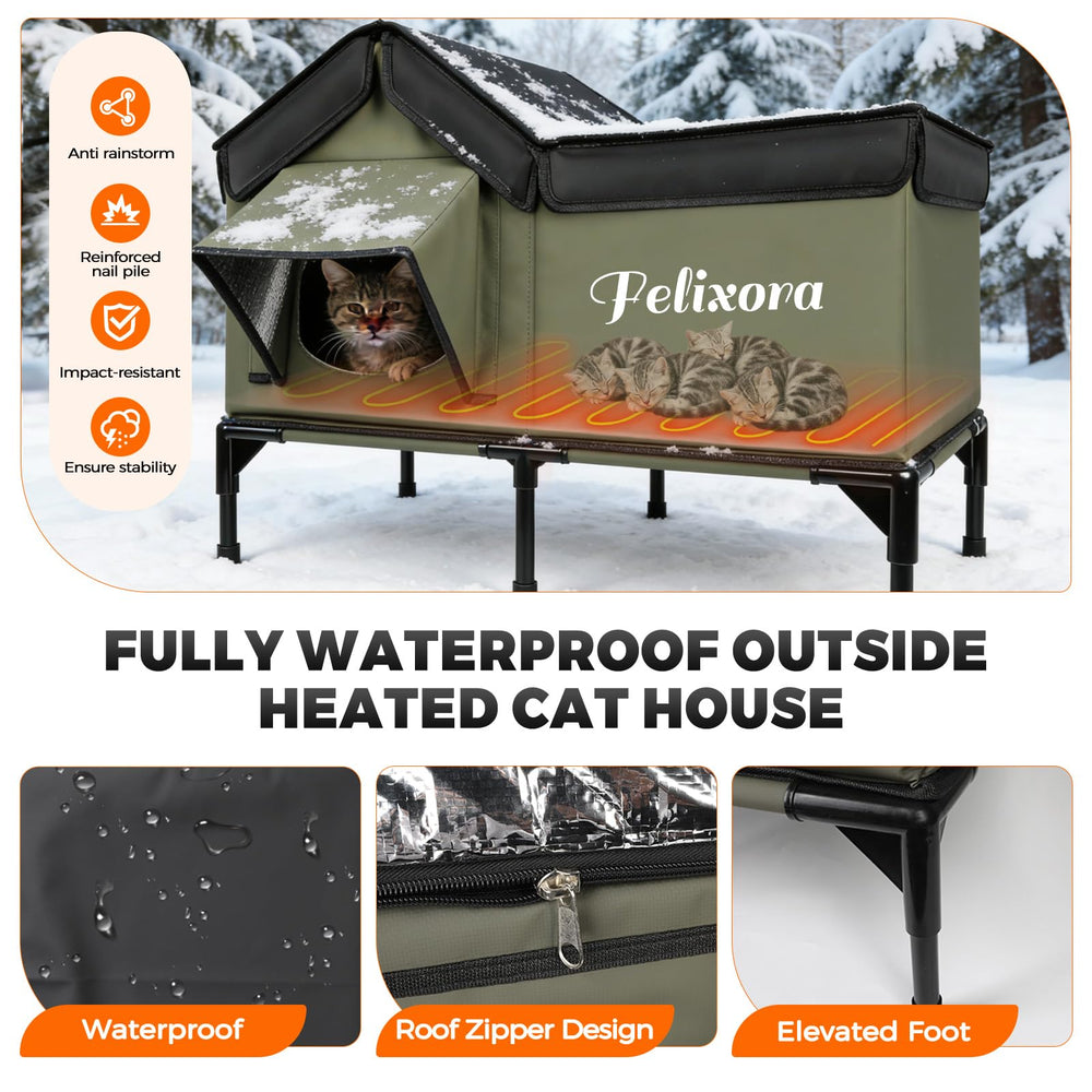 Felixora insulated cat shelter with five-layer insulation for cozy warmth.