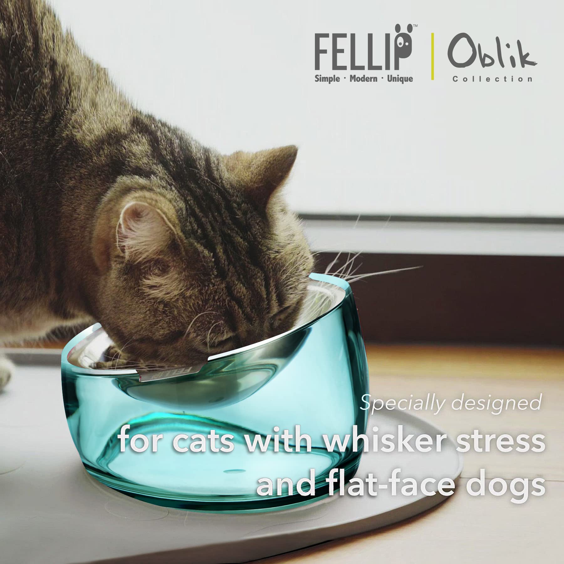 Felli Oblik removable dish centers food and eases cleaning after meals.