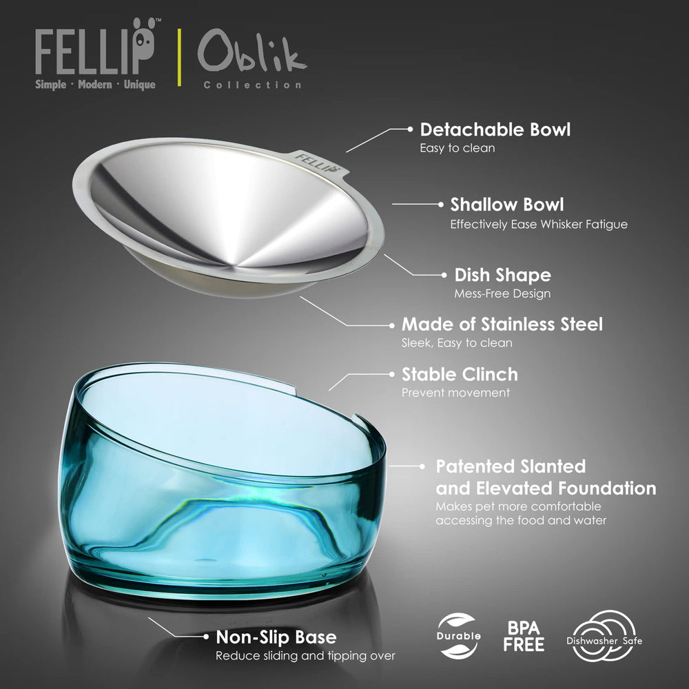 Felli Oblik raised, slanted base eases access to food for comfortable dining.