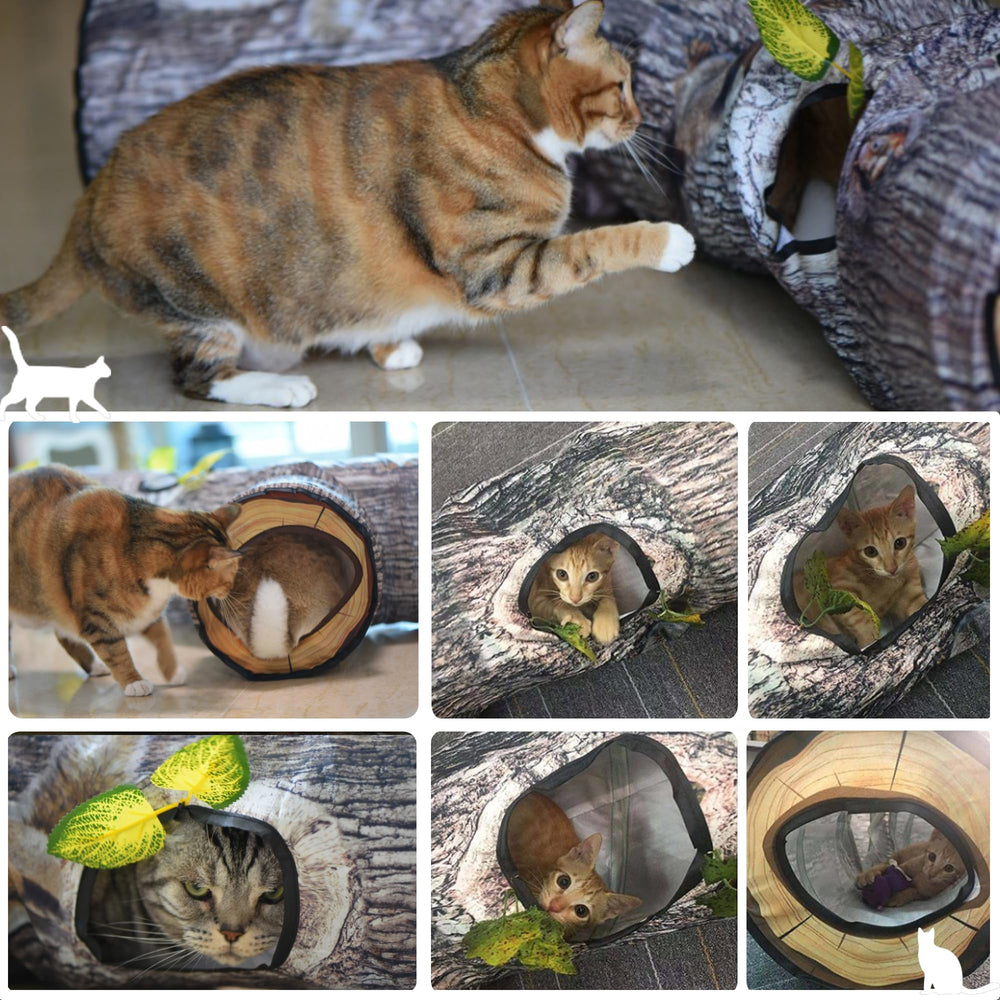 FelRelWel cat tunnel tree-pattern visuals create a forest vibe