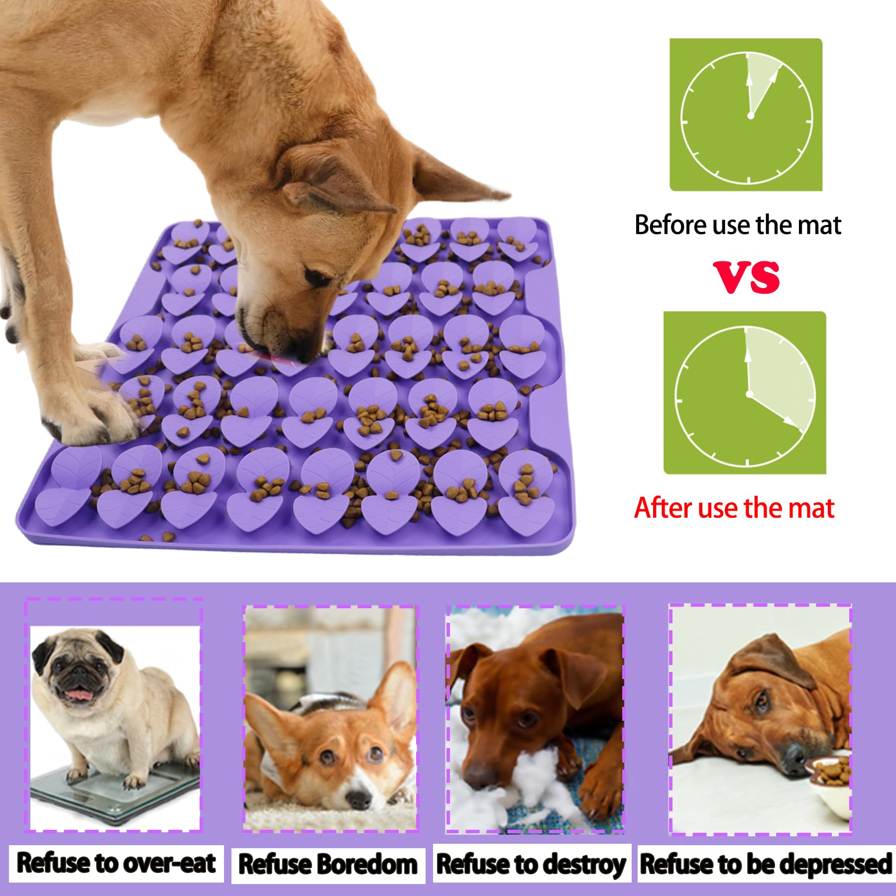 Femont silicone slow feeder lick mat for dry or wet food enrichment