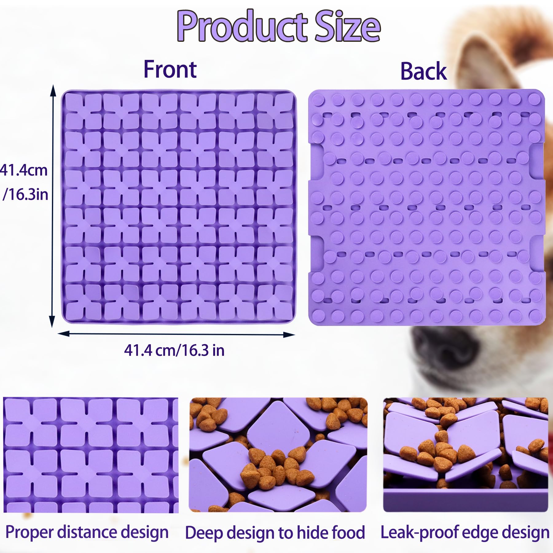 Enrichment-based feeding via Femont snuffle mat helps reduce boredom and stress.