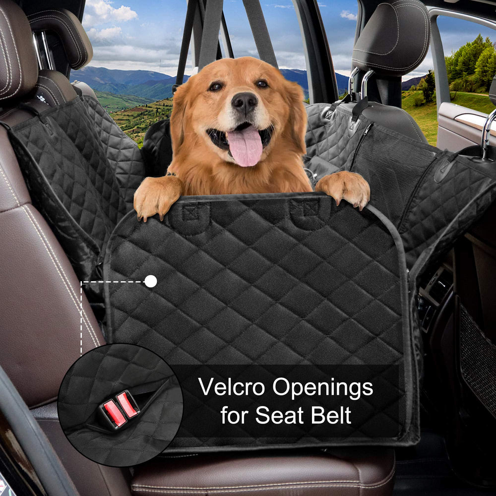 Femuar storage pockets help organize treats, toys, and leashes for road trips.