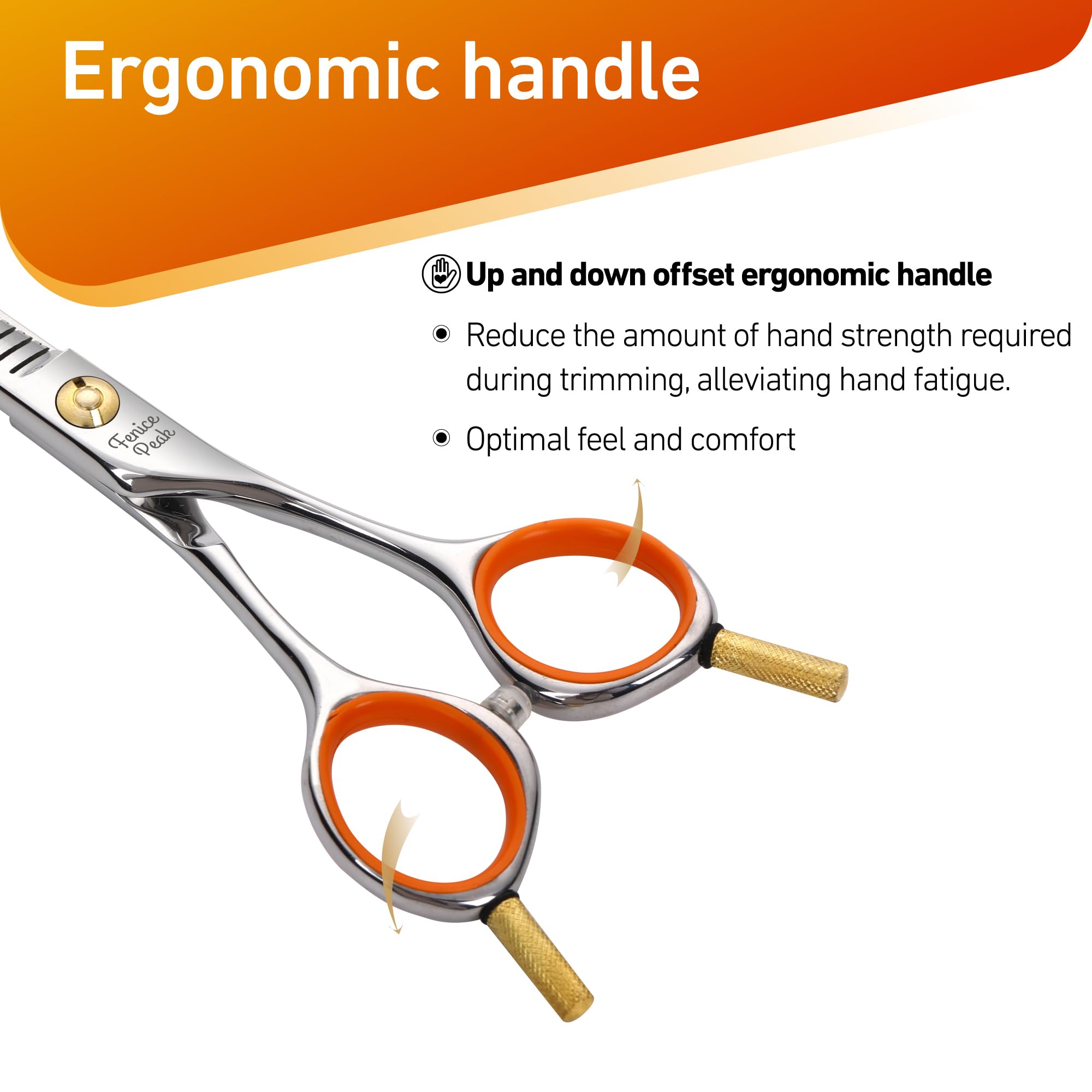 Fenice Peak thinning scissors aid body and face shaping on dogs and cats.