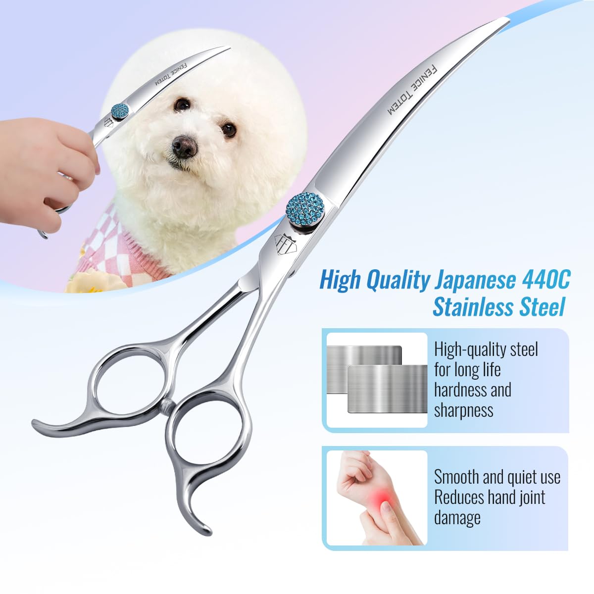 Fenice Totem Japanese 440C stainless steel shear for lasting sharpness.