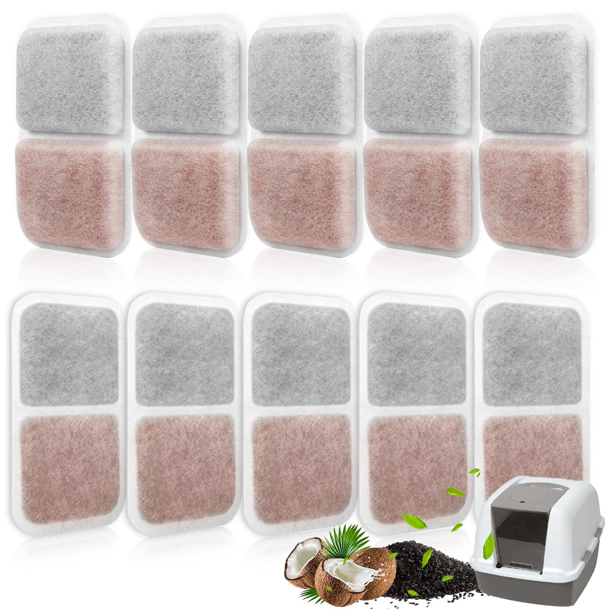 Fenkabs Catit litter box filter 10-pack for fresher air and odor reduction.