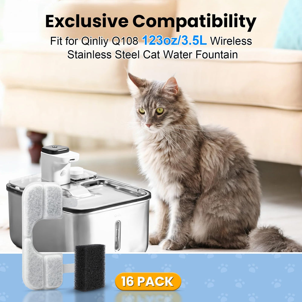 Fenkabs Qinliy Q108 pump sponges shown, help prevent clogs and keep fountain running.