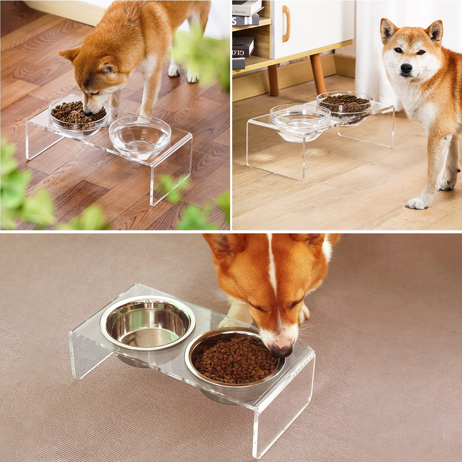 Feoyoho 5.5-inch tall elevated feeder raises bowls for comfortable reach.
