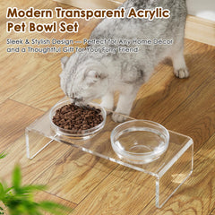 Feoyoho bowl stand featuring stainless steel bowls for durable dining