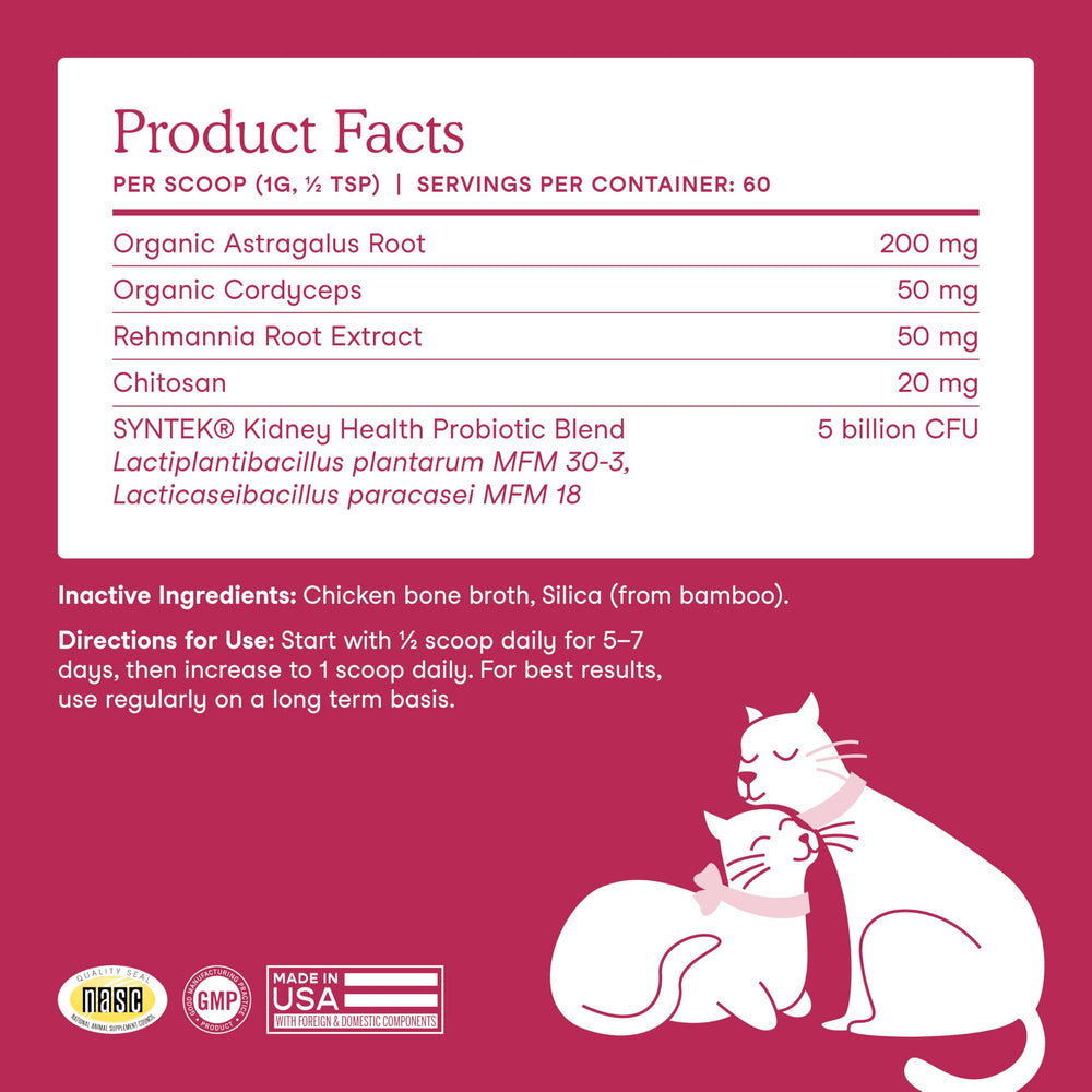 Probiotic blend integrated into Fera Pets Cat Kidney Support Powder supporting digestive balance.