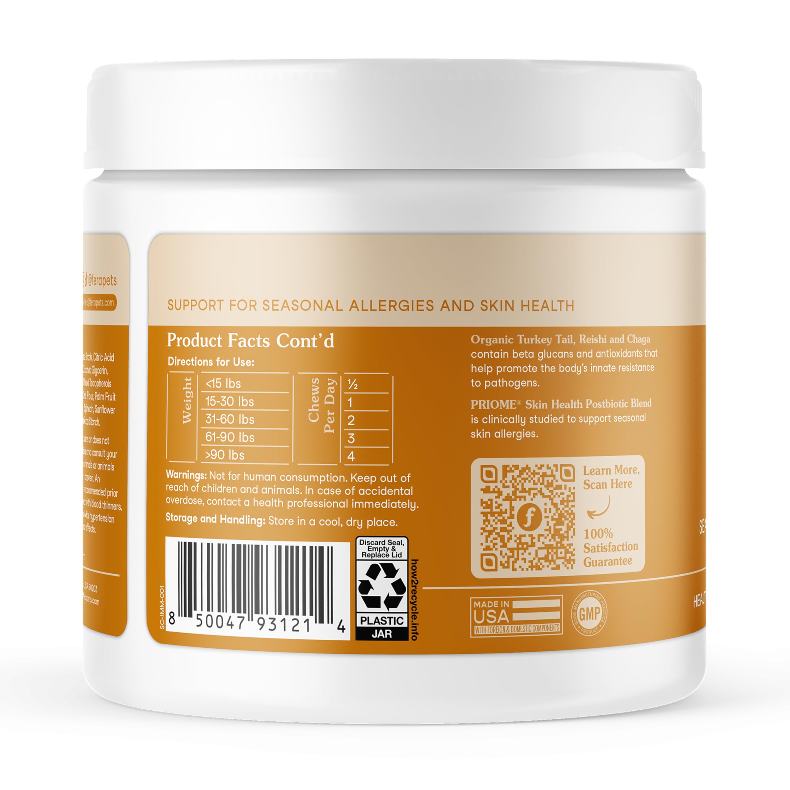 Fera Pets ingredients highlight reishi, chaga, turkey tail mushrooms.
