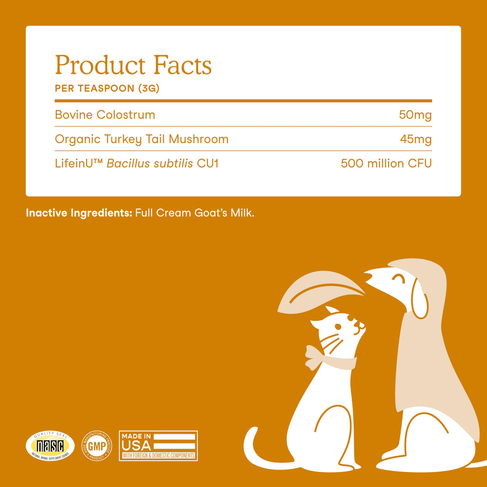 Fera Pets feeding guide illustration showing 1 teaspoon per 25 lbs