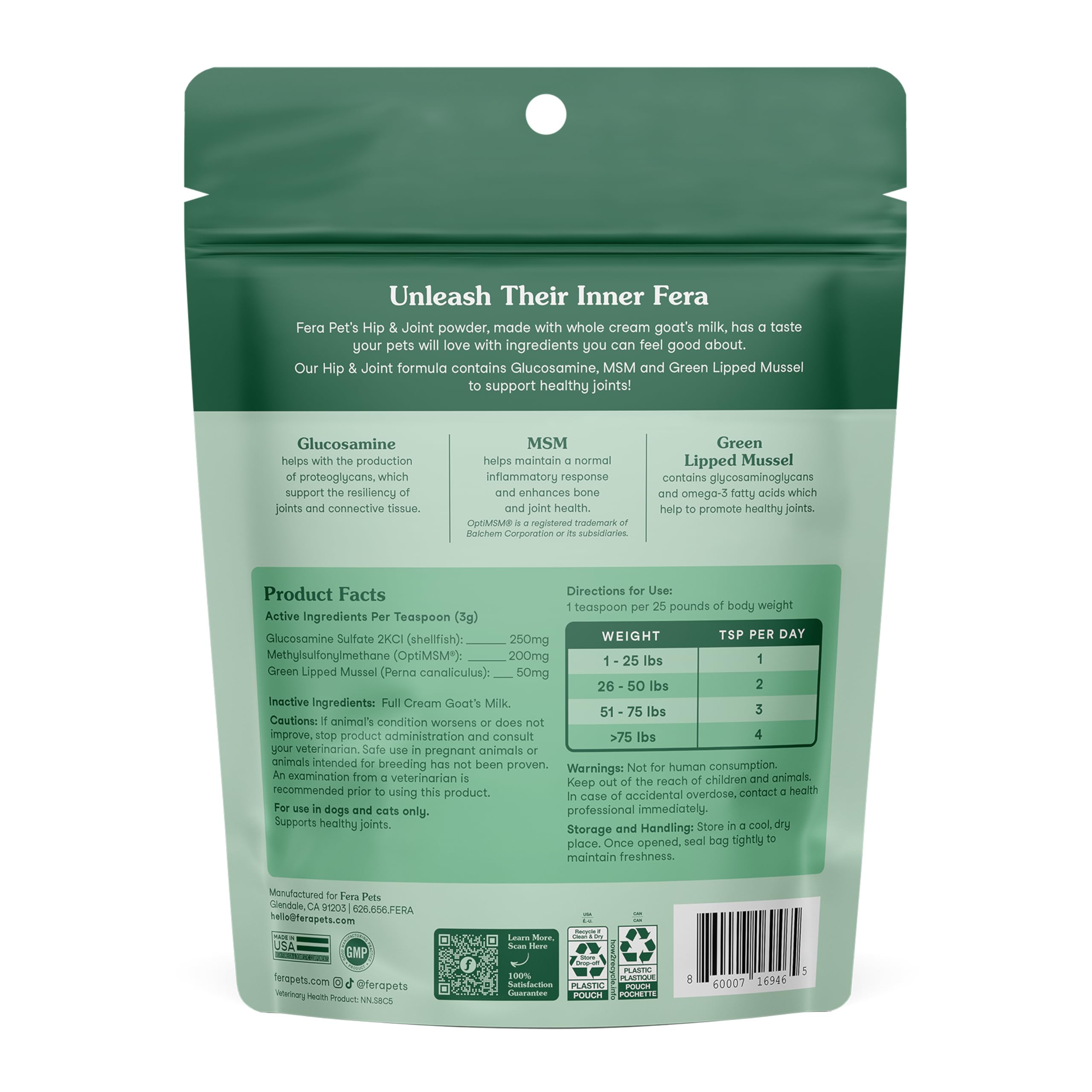 Fera Pets Goat Milk with green-lipped mussel source.