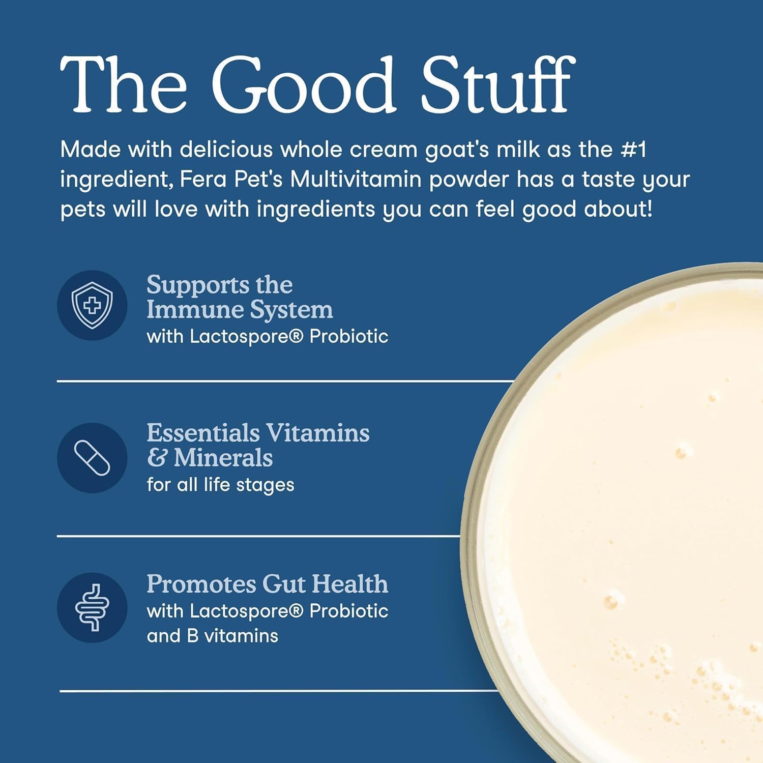 Fera Pets Goat Milk Topper serving for dogs and cats — appeals to picky eaters