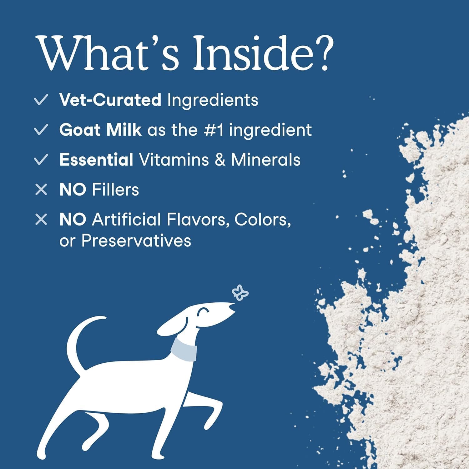 Fera Pets Goat Milk Topper probiotic label — veterinarian formulated ingredients