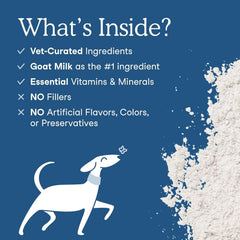 Fera Pets Goat Milk Topper probiotic label — veterinarian formulated ingredients