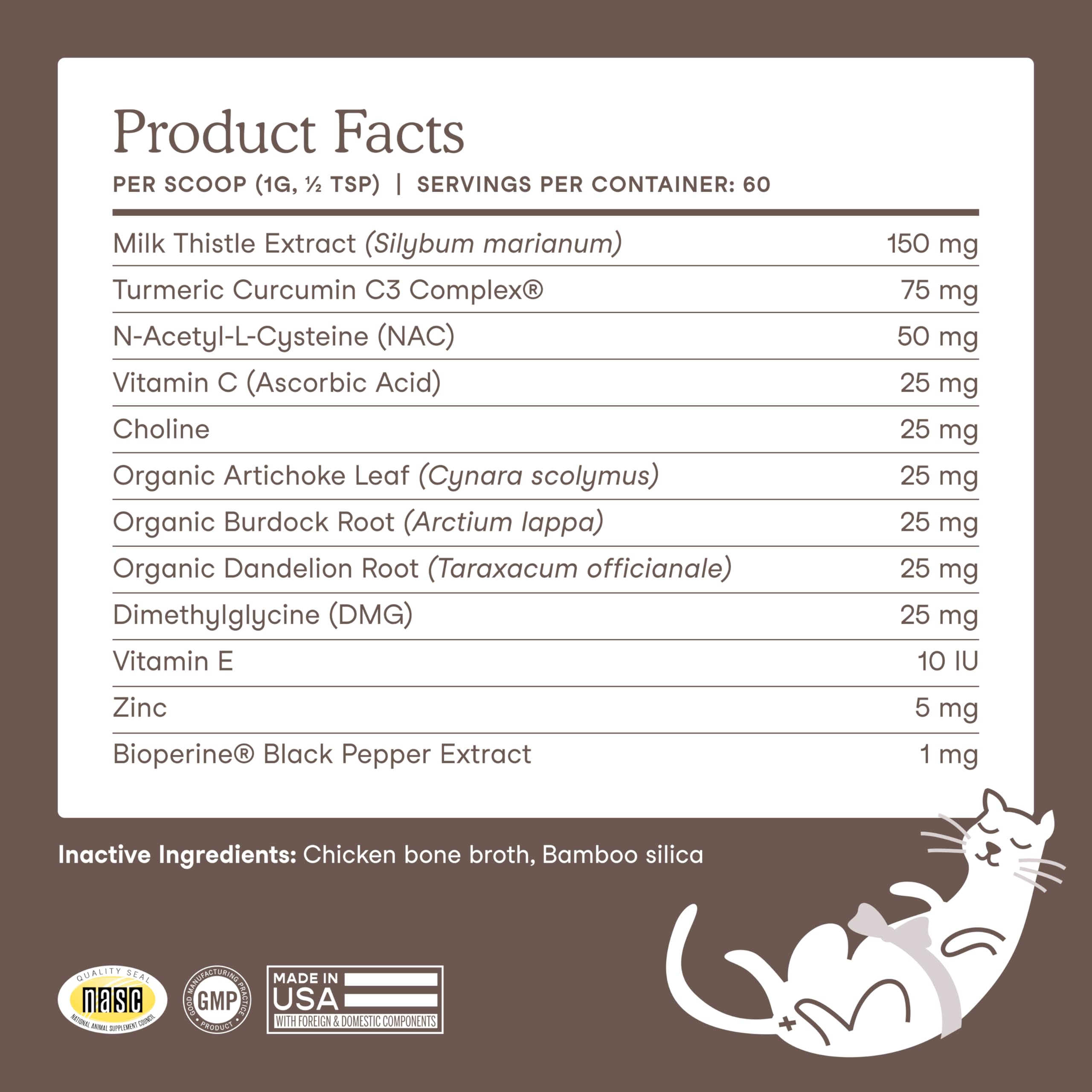 NASC quality seal on Fera Pets liver supplement packaging