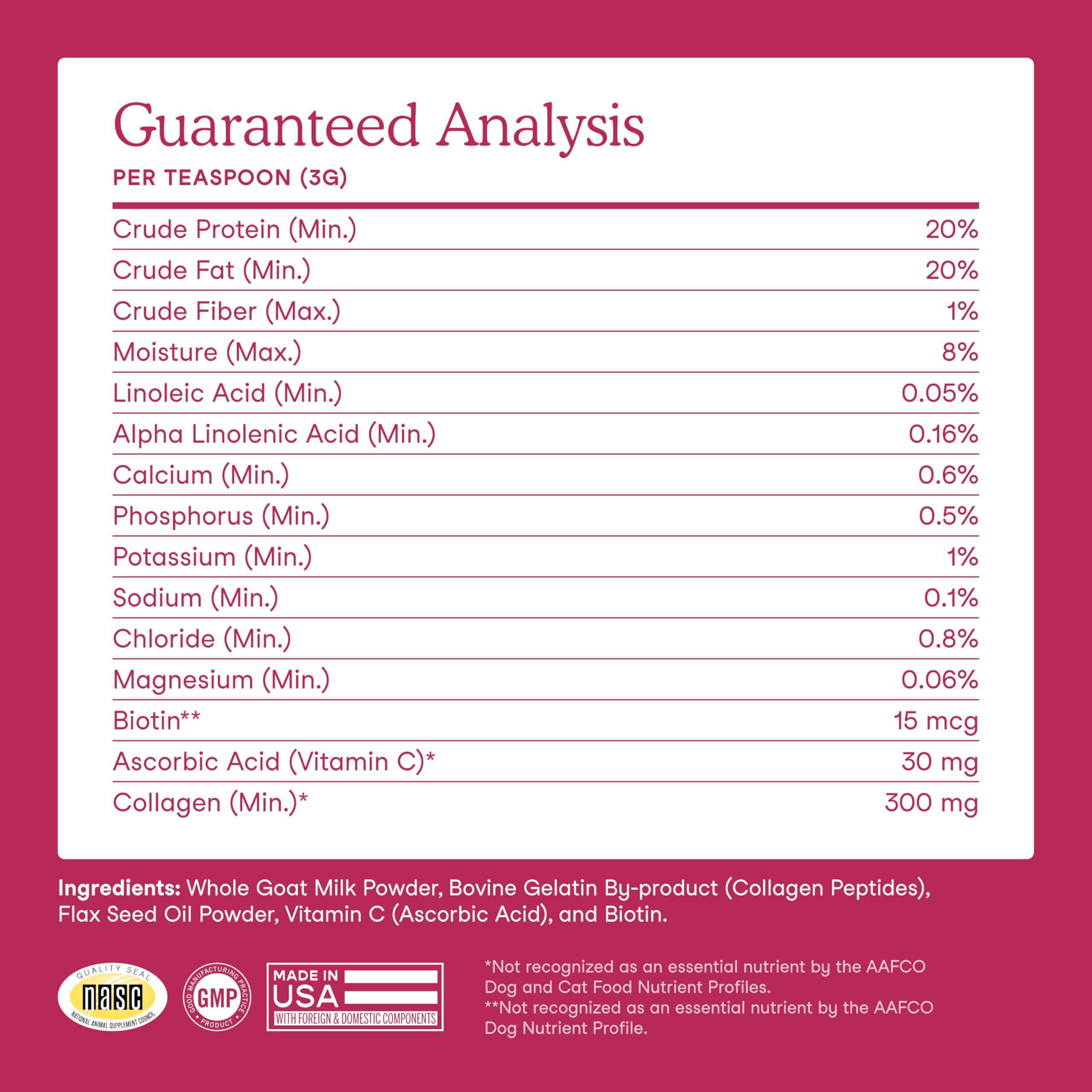 Fera Pets Preservative free ingredients label emphasizes clean formula.