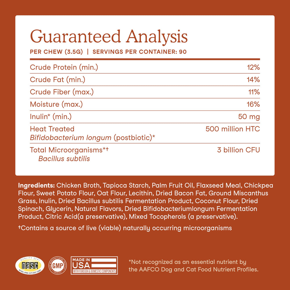Label highlights safe ingredients with no fillers or artificial preservatives.