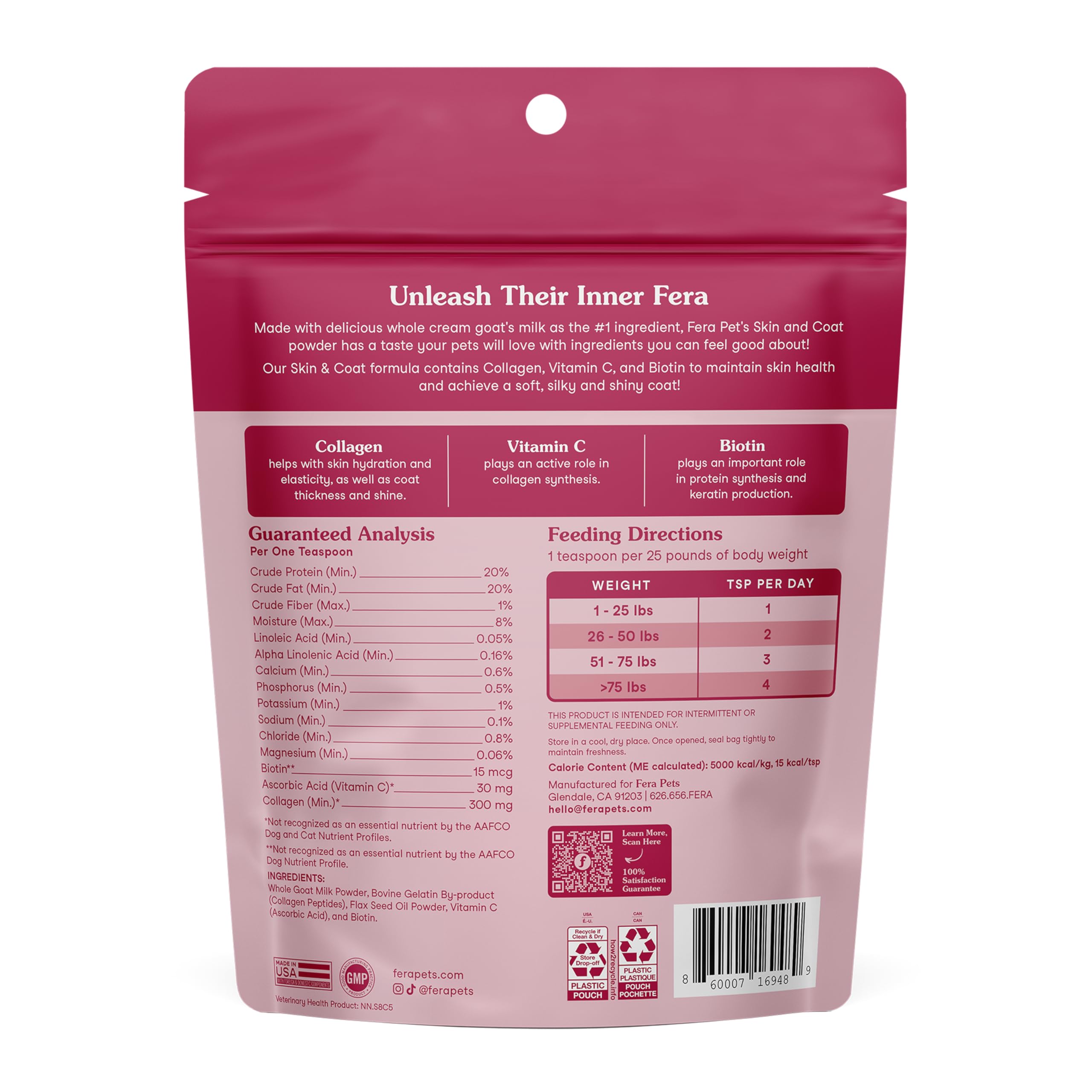 Fera Pets Spoon serving image demonstrates simple daily dosing for pets.