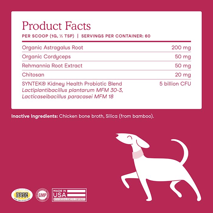 Fera Pets probiotics formulation supports digestive balance and kidney health.