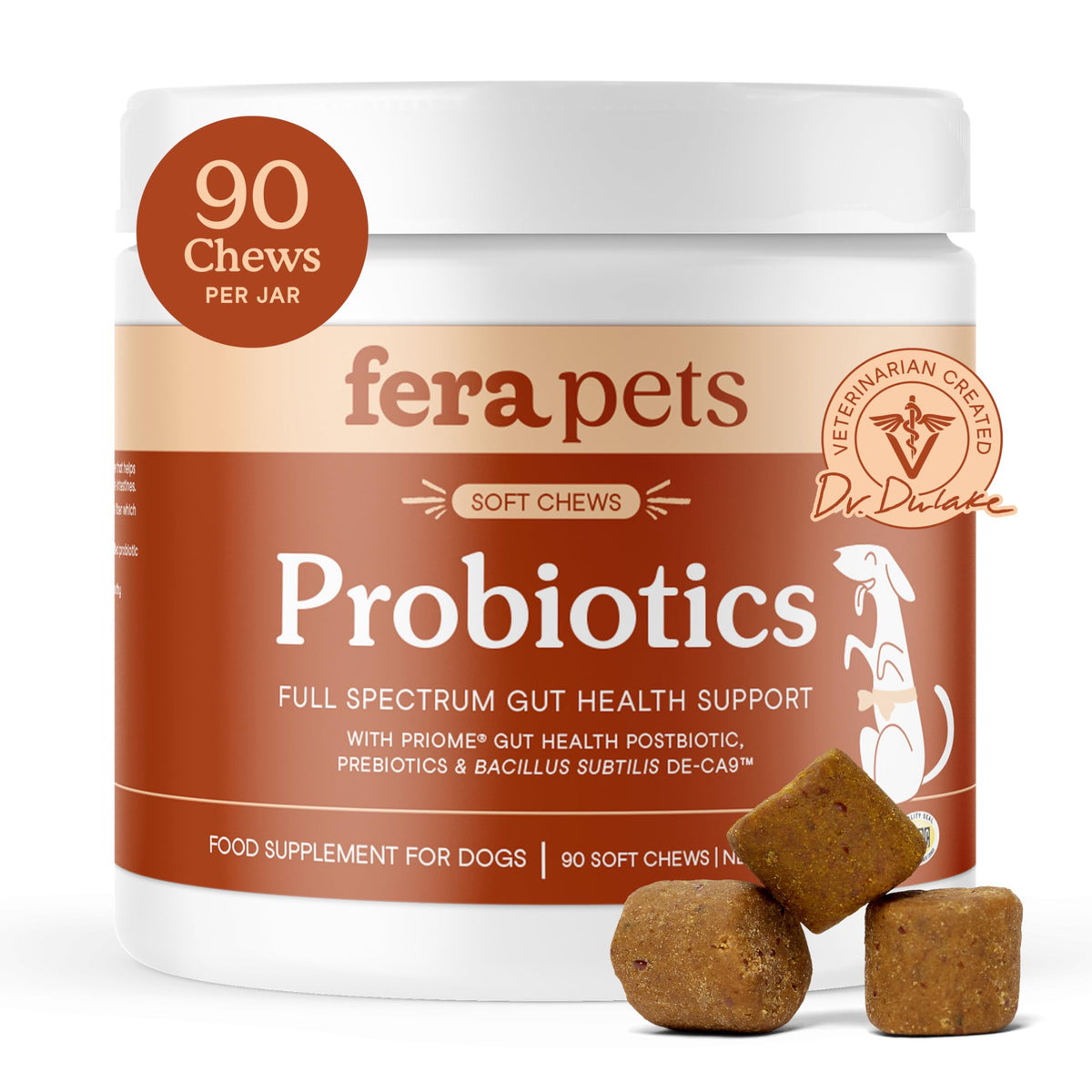 Fera Pets Probiotics packaging with NASC seal shows trust and daily gut support