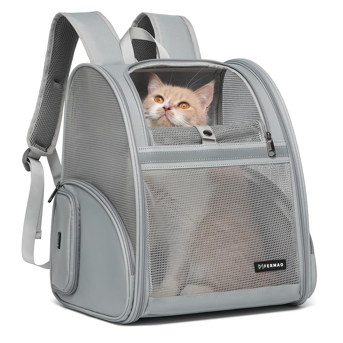 FERMAO cat backpack with breathable mesh for visibility and comfort on outdoor trips