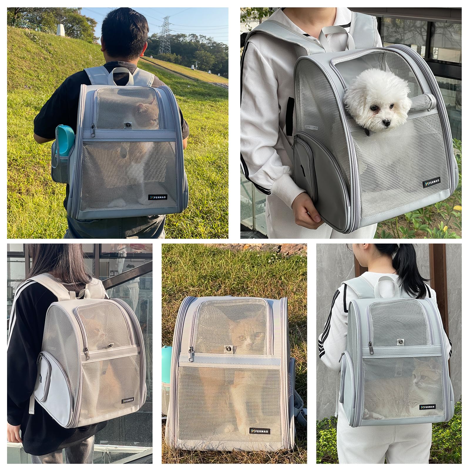 FERMAO top mesh opening allows pets to peek outside during travel