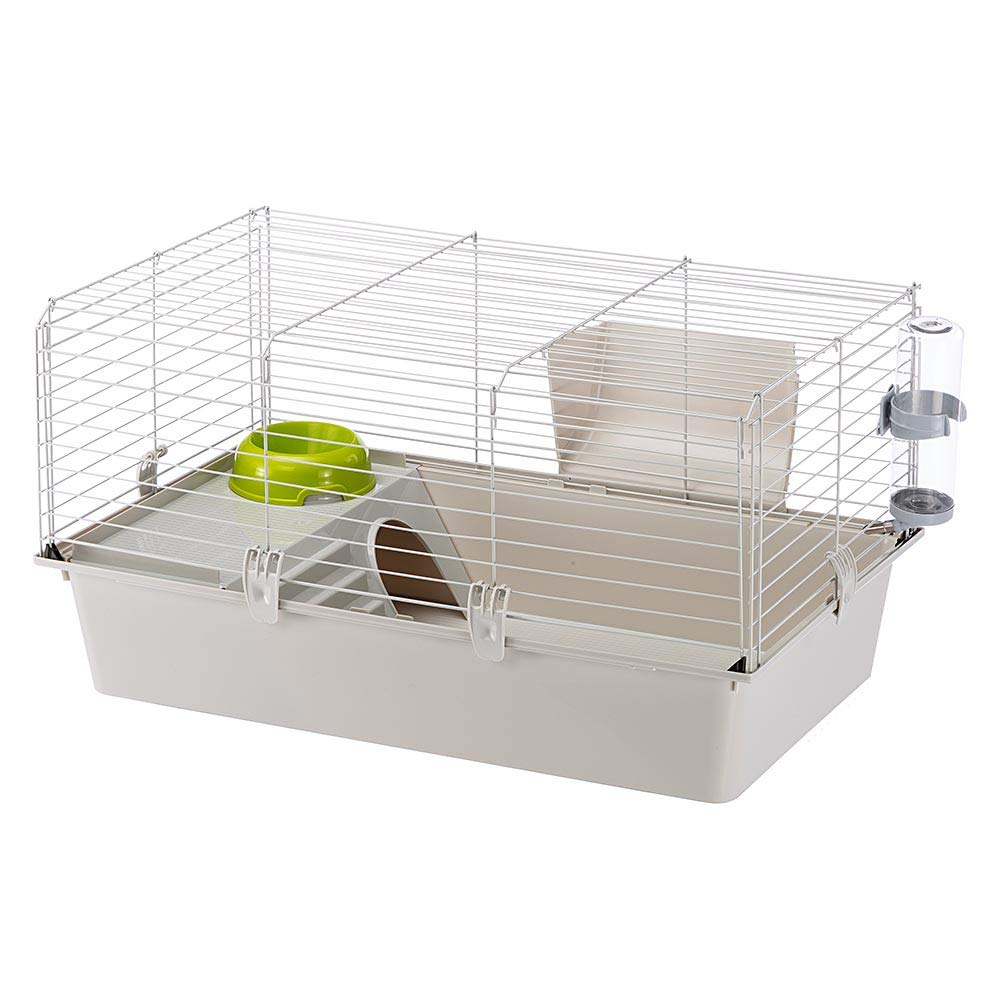 Ferplast Cavie cage front view with open door for easy access and cleaning.