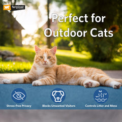 Ferplast Cosmic litter box shows waterproof construction for weatherproof outdoor setup