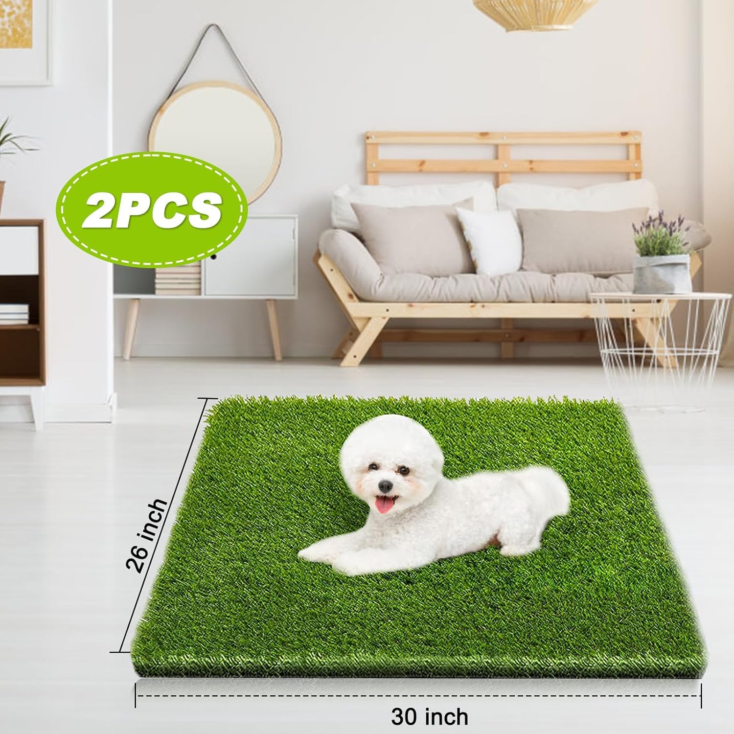 Fezep puppy potty pad material closeup shows durable, realistic turf