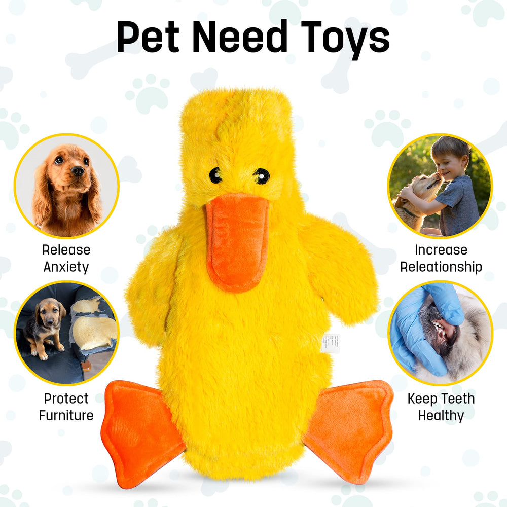 FGA MARKETPLACE Duck Flat No-Squeak Toy faux fur detail shows soft texture