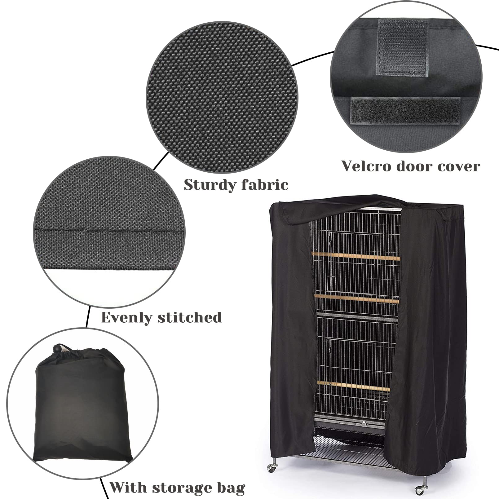 Fhiny Bird Cage Cover top view highlights breathable, waterproof fabric.