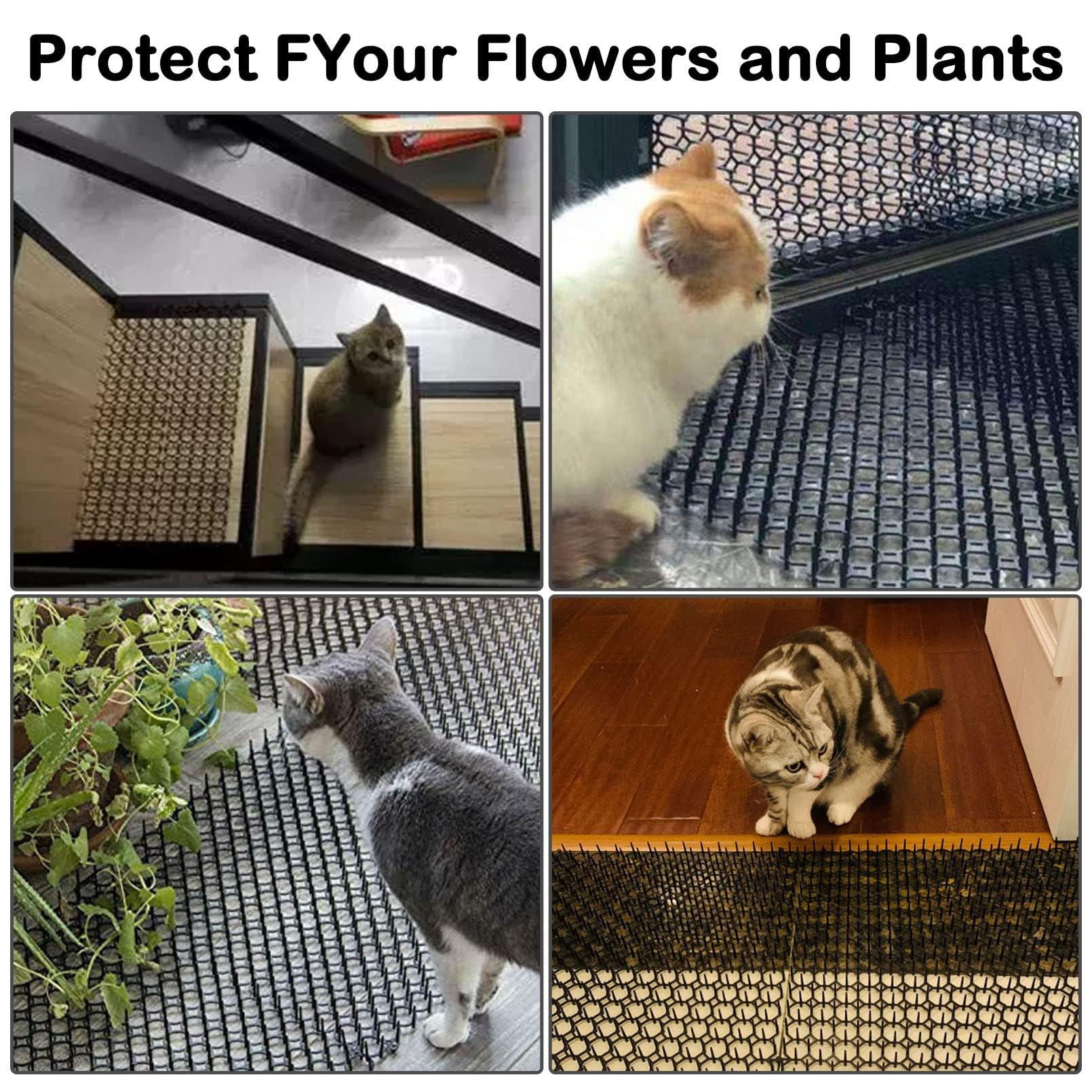 Fhiny cat deterrent mat garden use protects plants and pots.