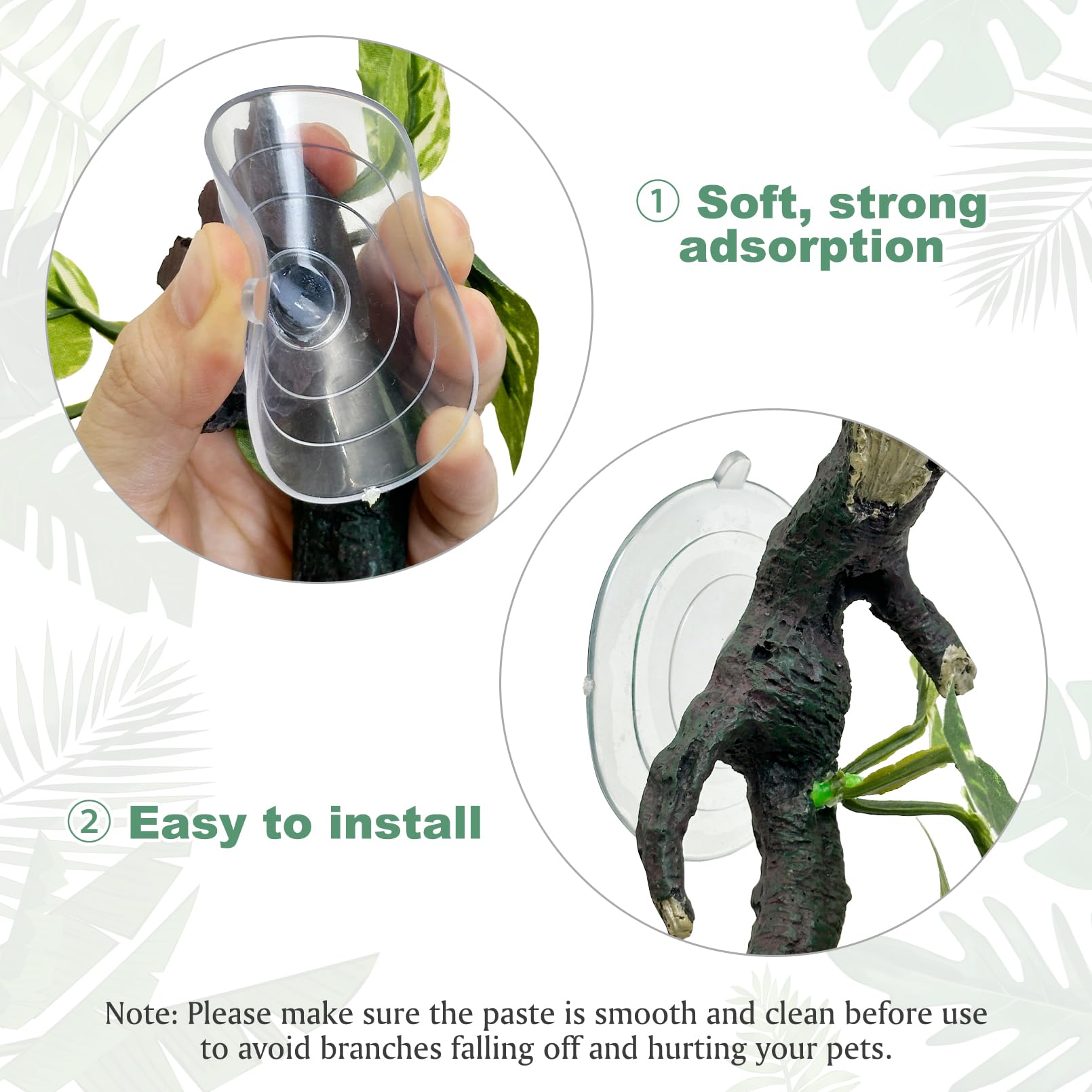 Fhiny mounted reptile branch helps small tanks support climbing activities.