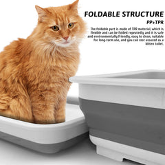 Fhiny Open Cat Litter Box expanded height for comfortable entry.