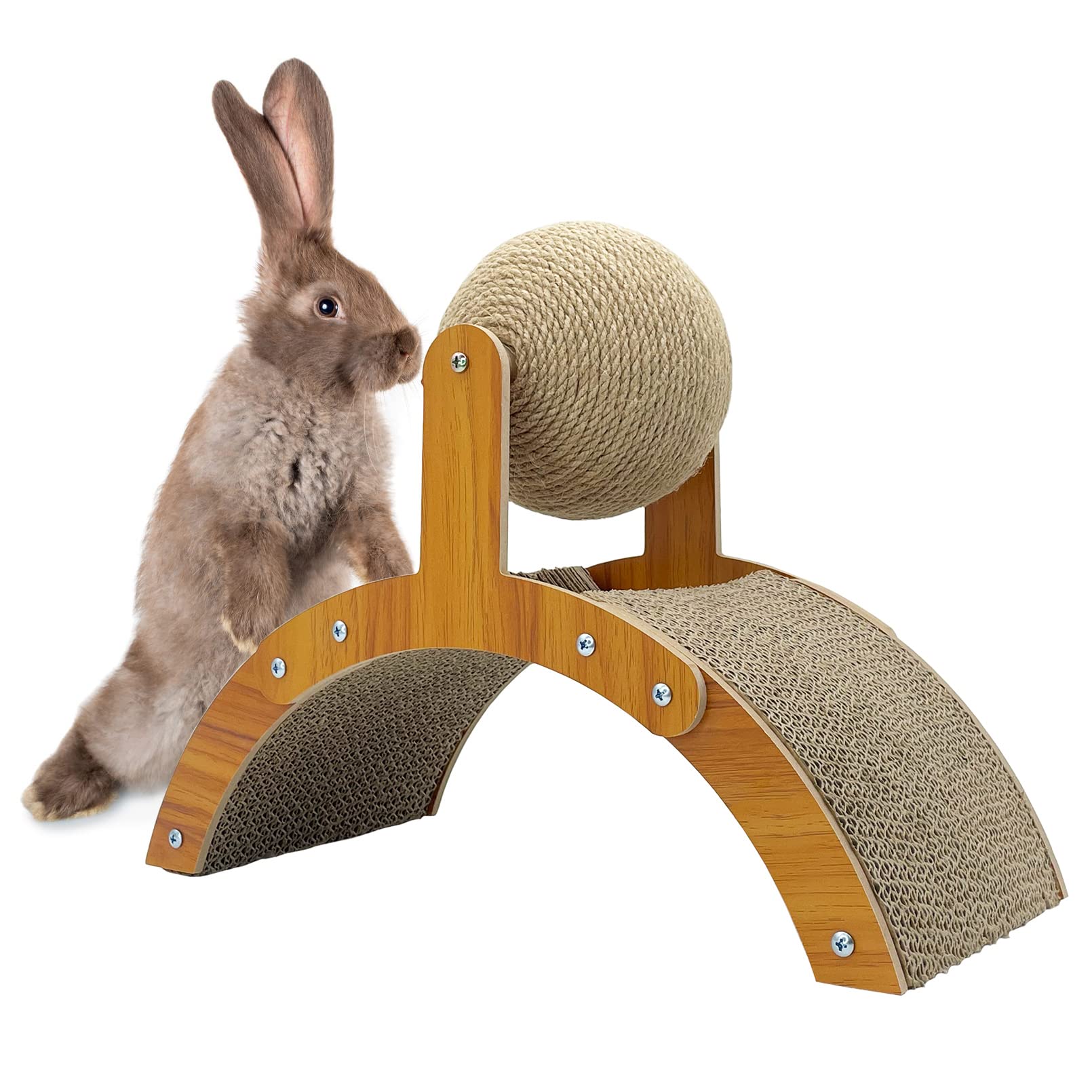 Fhiny rabbit scratch ball with natural sisal for engaging chewing and paw exercise