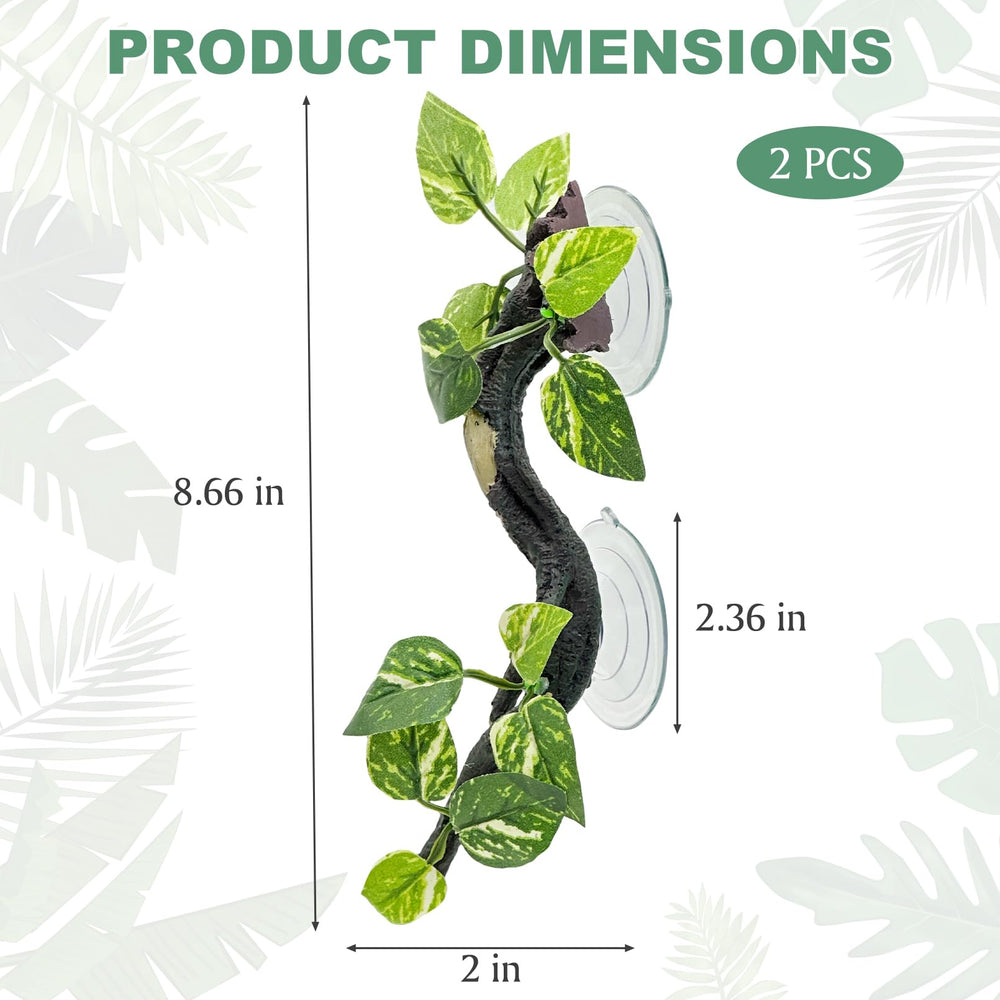 Fhiny lifelike terrarium branch enhances habitat aesthetics and provides shade.