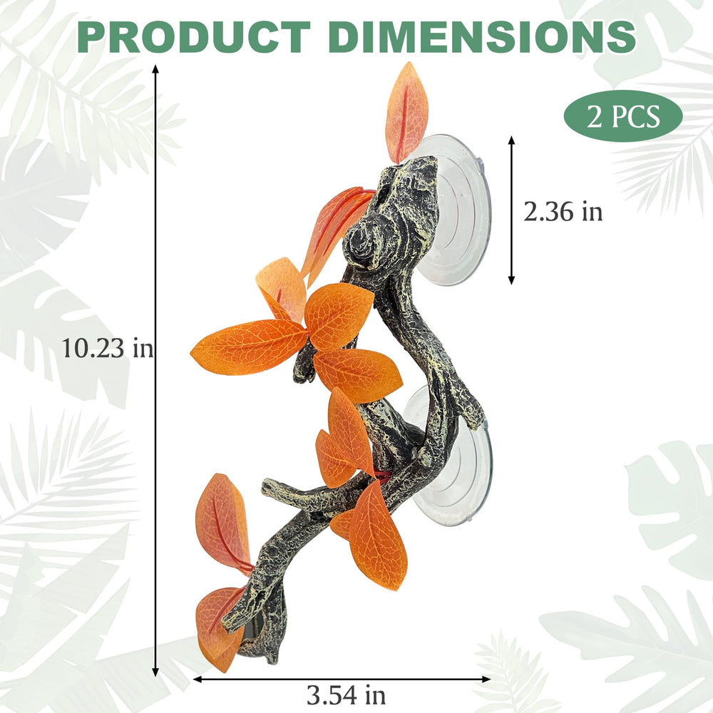 Lifelike leaves provide shade in a Fhiny terrarium decor