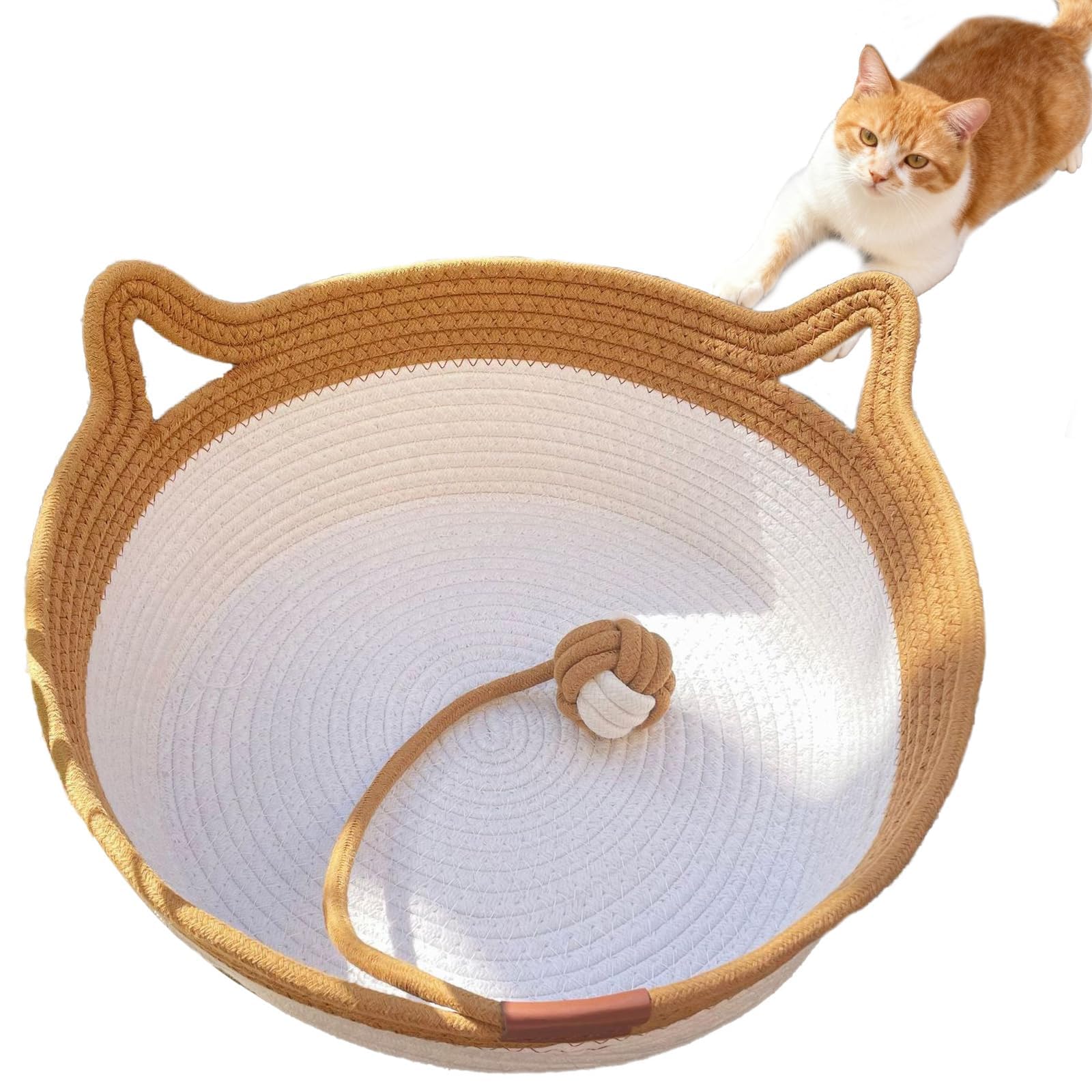 FHKPET Instinct Basket with cotton rope and cushion offers cozy warmth for indoor cats