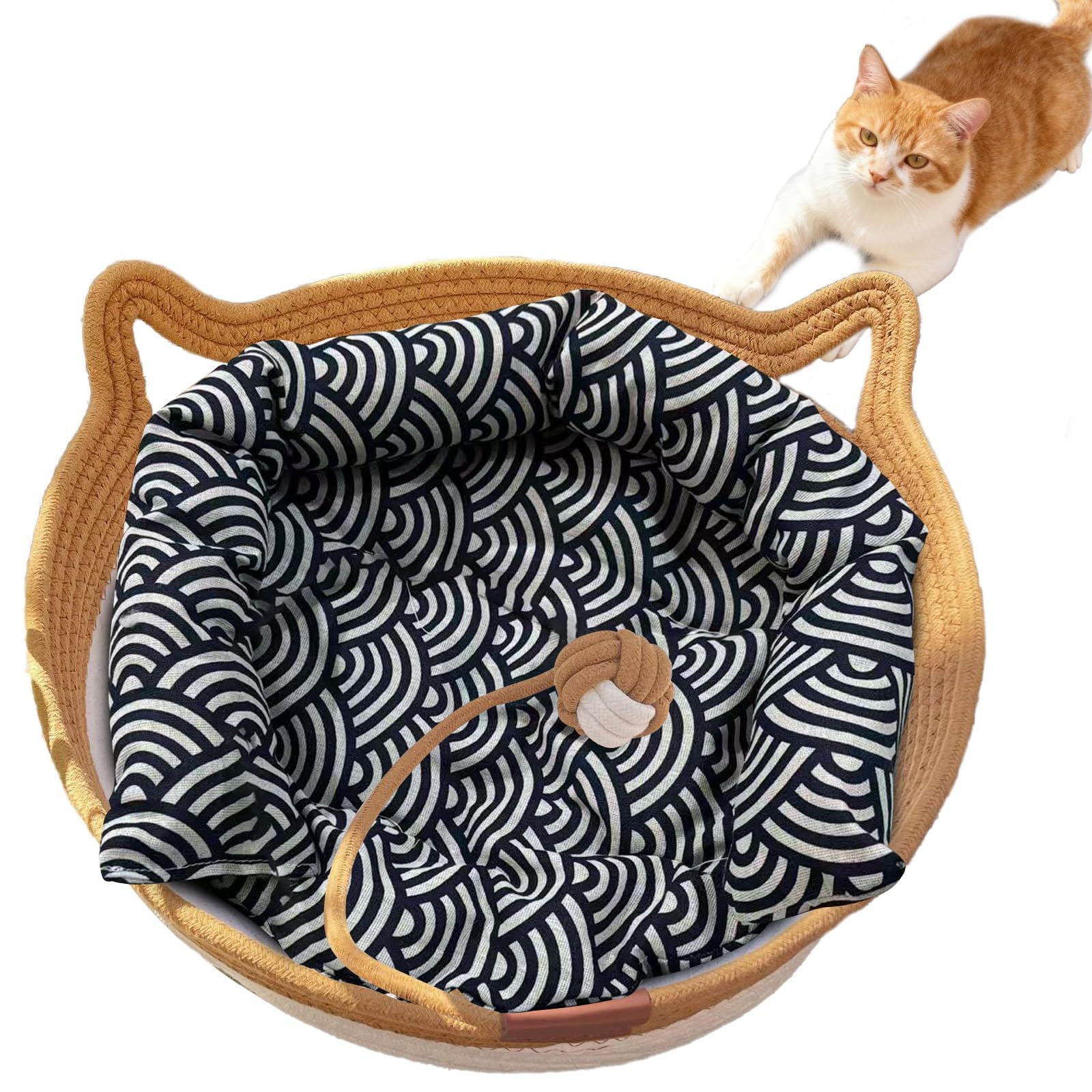 FHKPET Instinct Basket round bed for cozy indoor cats with nesting comfort