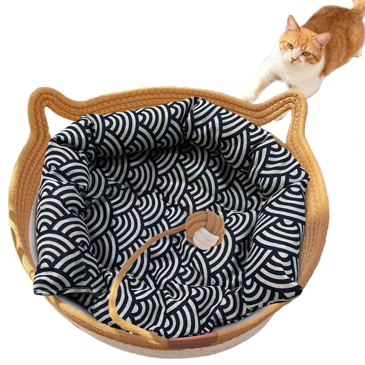 FHKPET Instinct Basket round bed for cozy indoor cats with nesting comfort