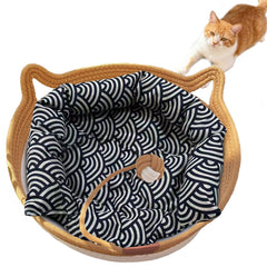 FHKPET Instinct Basket round bed for cozy indoor cats with nesting comfort