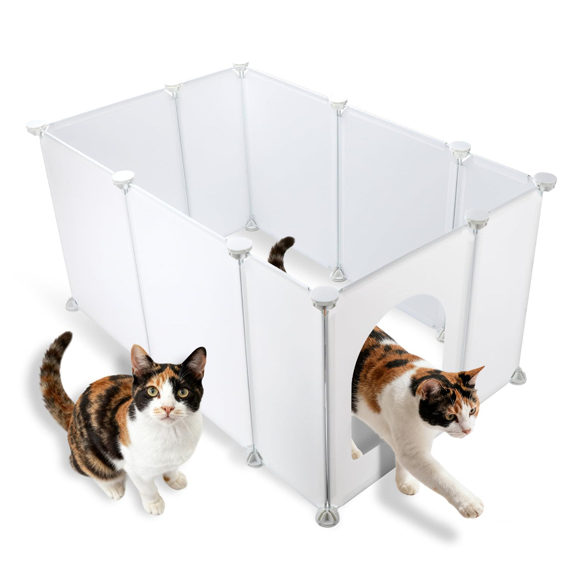FHTONGE extra-large litter box enclosure front view for roomy cat movement and mess containment