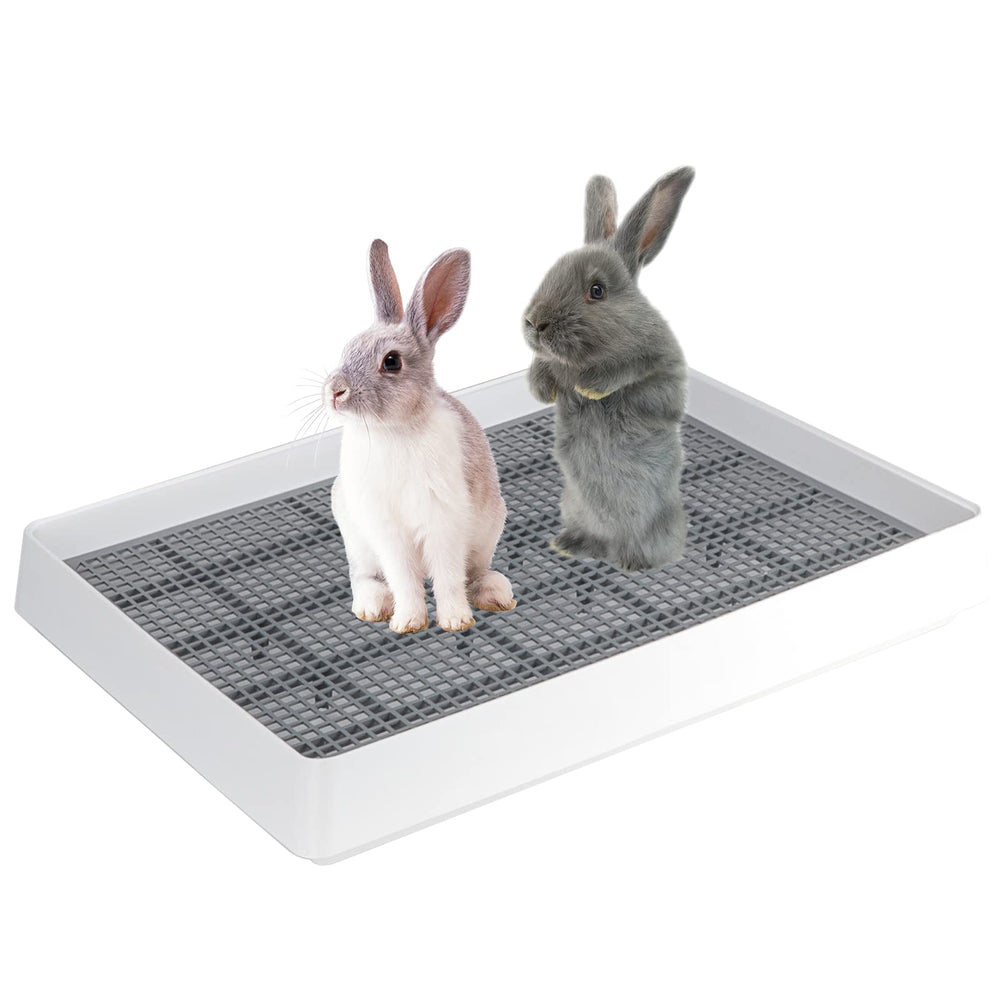FHTONGE extra-large rabbit litter box trainer tray in use for potty training rabbits